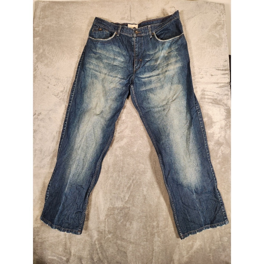 ENYCE Jeans Men's 40X33.5 (Tag 42) Baggy Bleach‎ Fade Skater Wide Leg Blue Y2K
